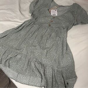 Pull&Bear Gray Pleated Tiered Sundress